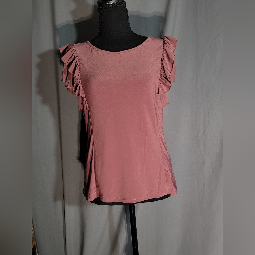 Elegant Ruffled Sleeve Blouse - Mauve